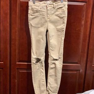 Free People tan ripped jeans size W26 R